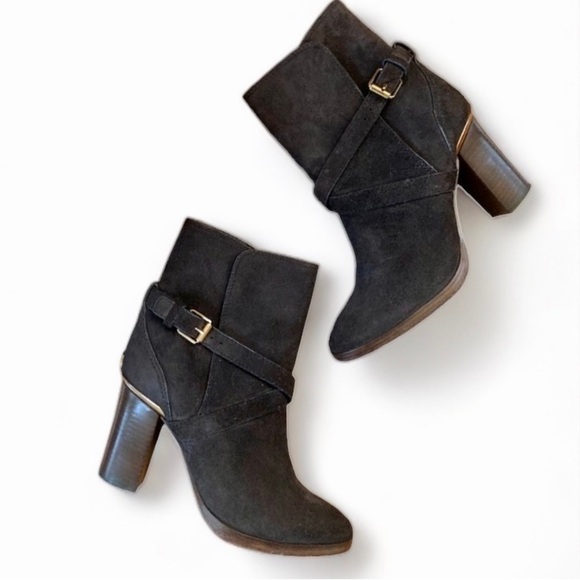 Tory Burch Livingston Suede Ankle Booties Sz 9 Brown - Picture 1 of 7